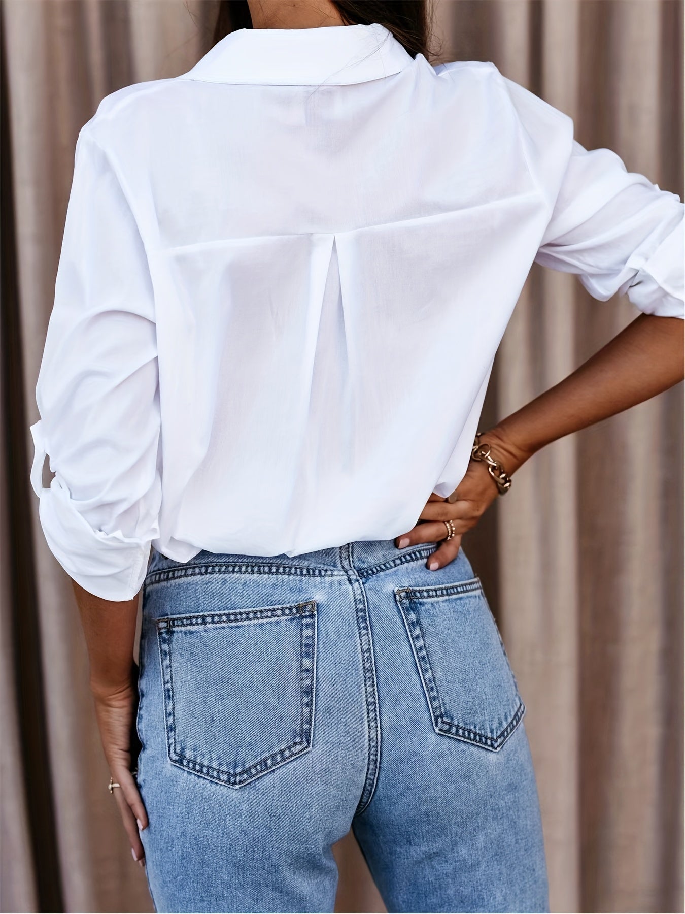 Rollable Sleeve Button Front Shirt