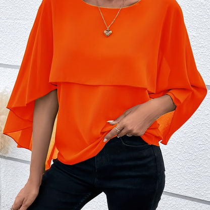 Asymmetrical Hem Short Sleeve Blouse