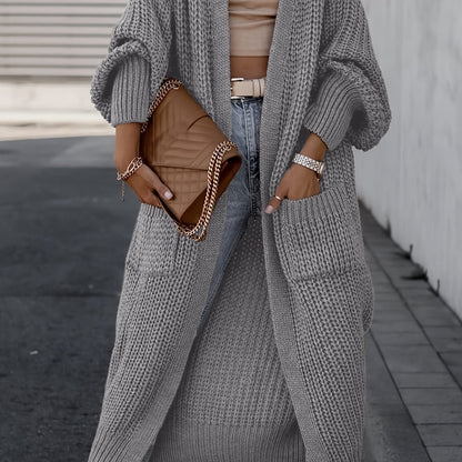 Deep V-Neck Ribbed Cardigan
