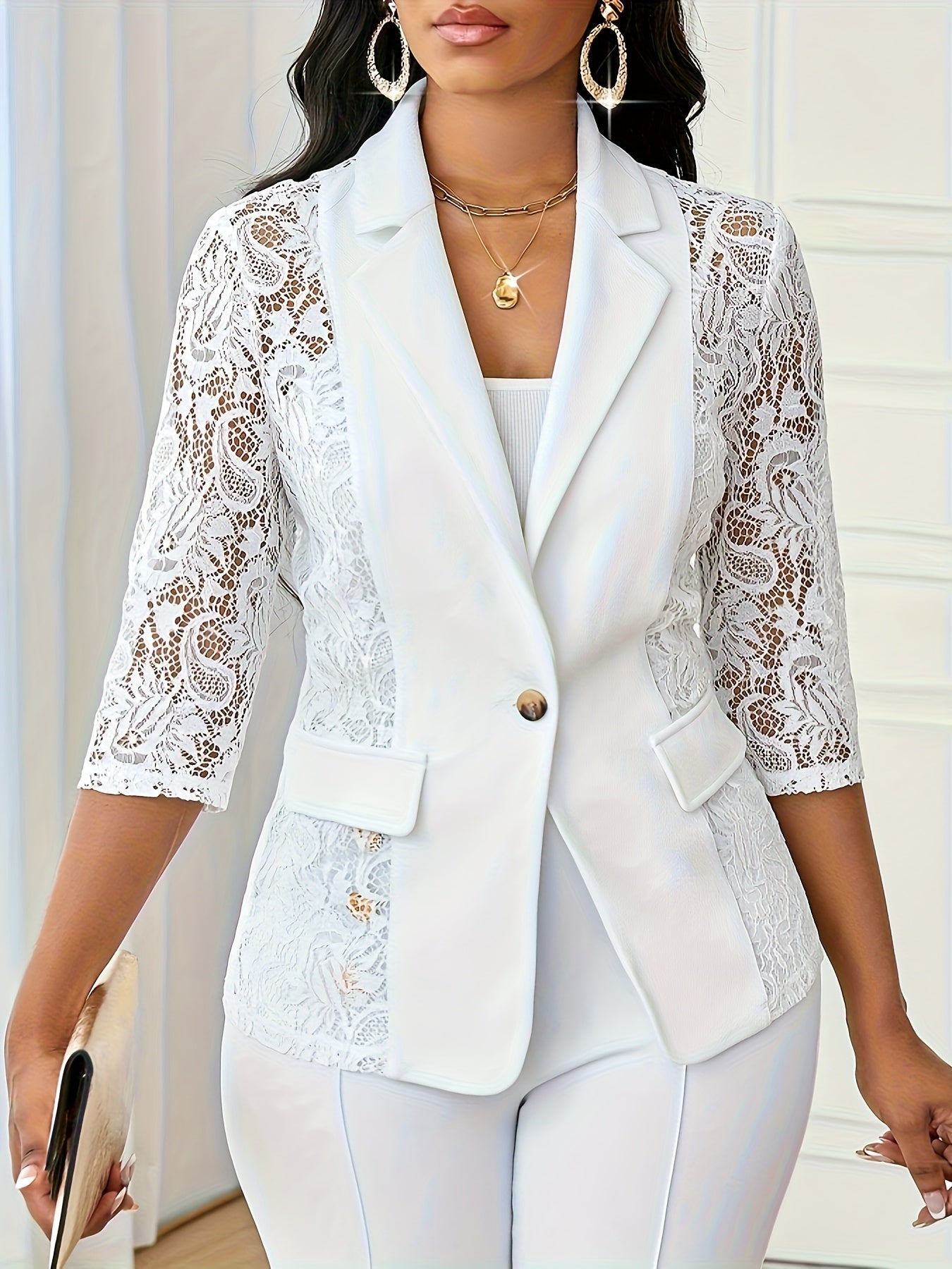 Lace Detail Casual Blazer