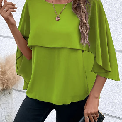 Asymmetrical Hem Short Sleeve Blouse