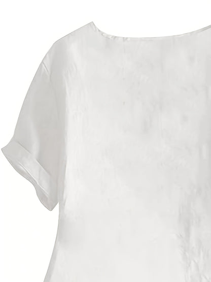 Elegant Button-Up Crew Neck Shirt