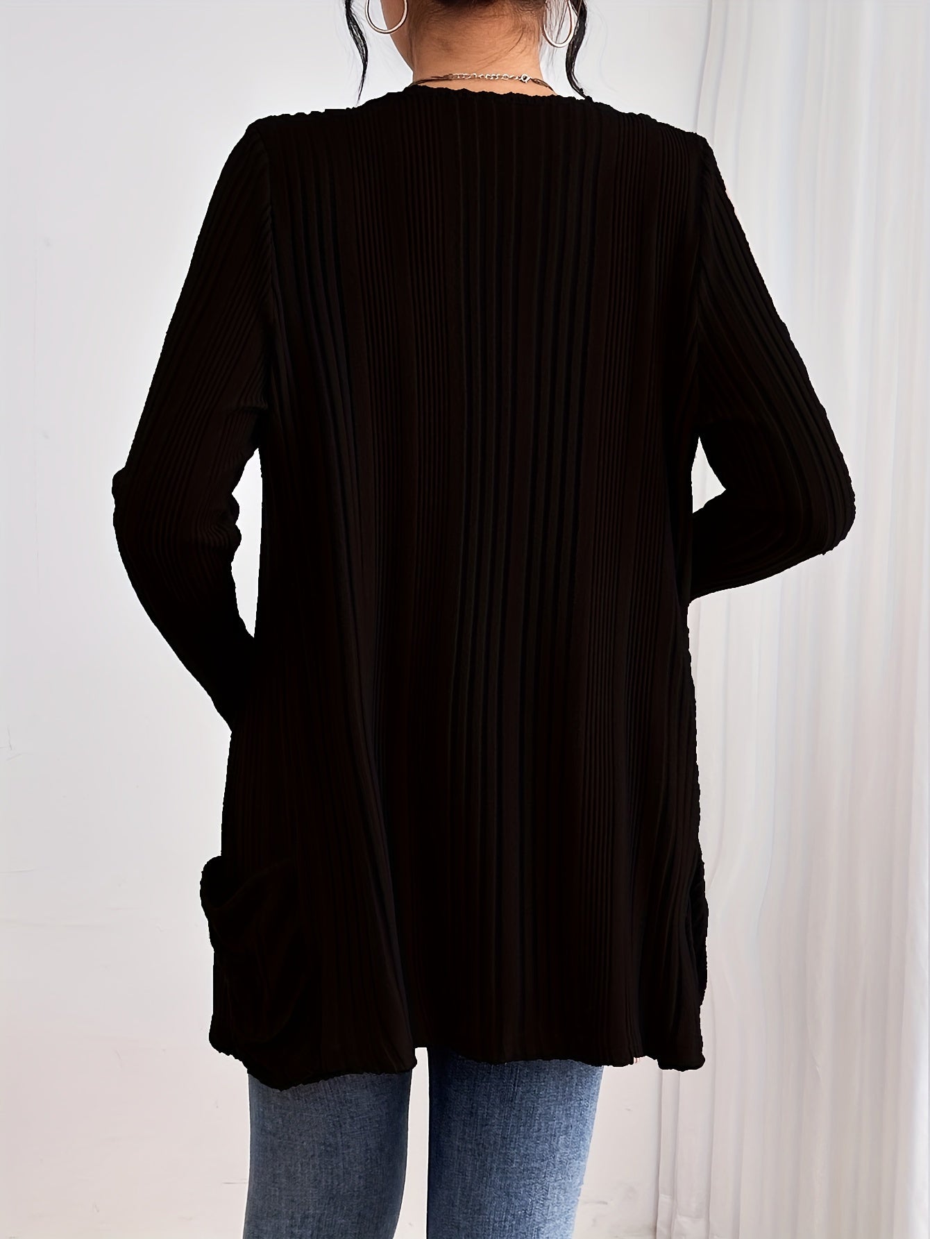 Ribbed Drop Shoulder Cardigan
