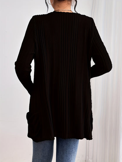 Ribbed Drop Shoulder Cardigan