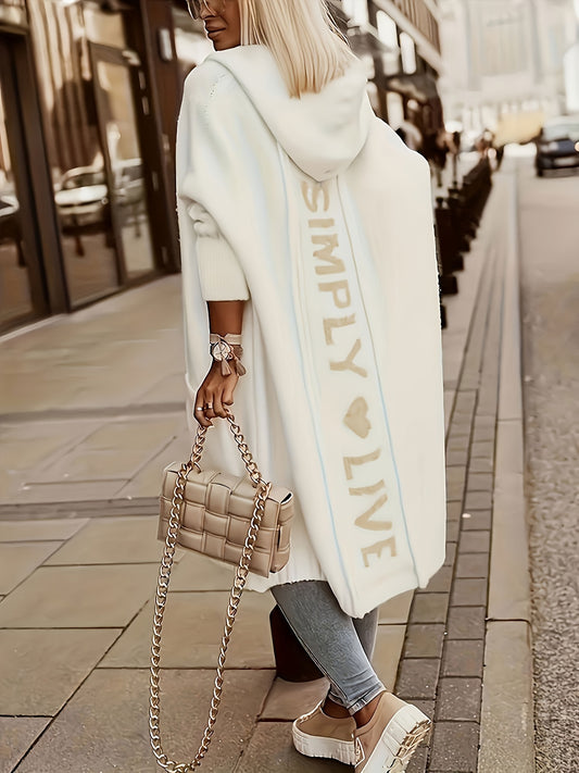 Hooded V-Neck Knit Cardigan