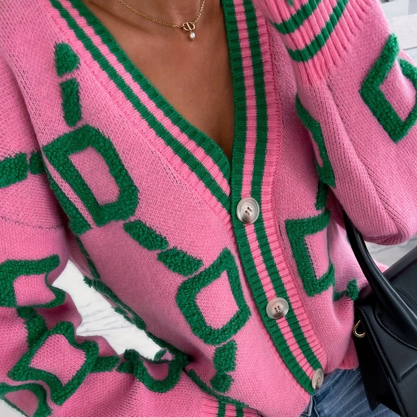 Color Block V-Neck Cardigan