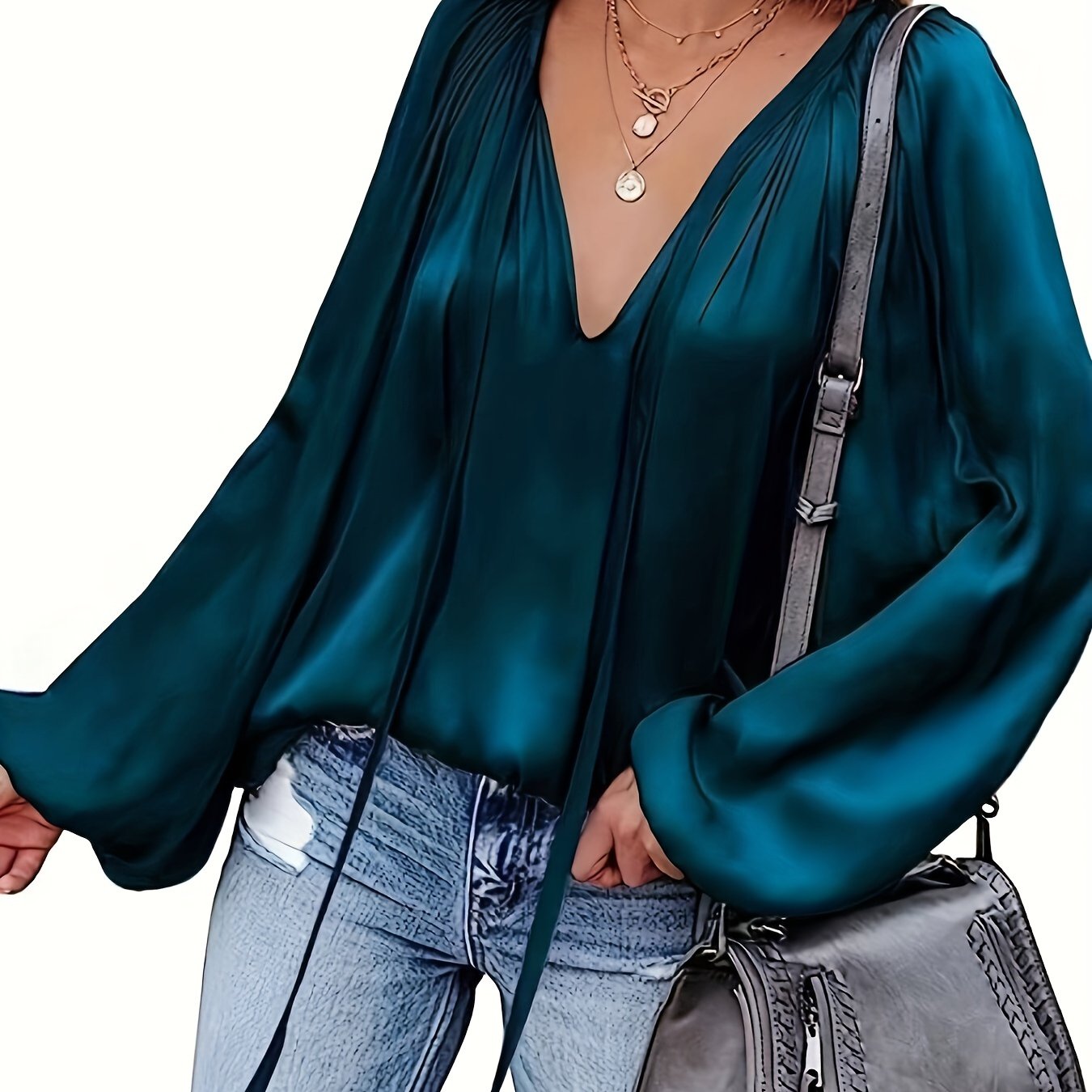 Elegant V-Neck Long Sleeve Blouse