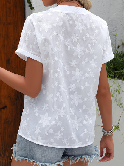 Floral V-Neck Batwing Sleeve Shirt