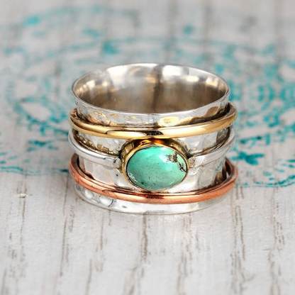 Denise – Vintage Gold & Silver Turquoise Ring