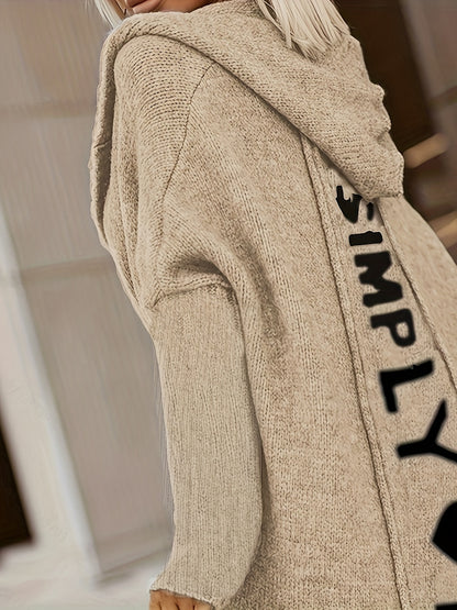 Hooded V-Neck Knit Cardigan