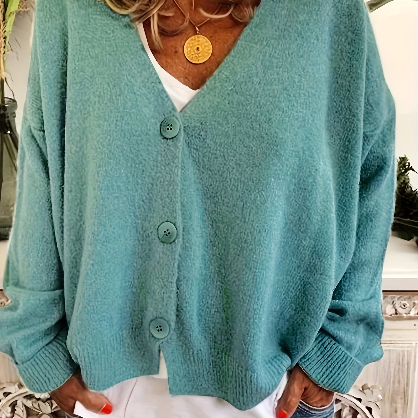 Vibrant V-Neck Knit Cardigan