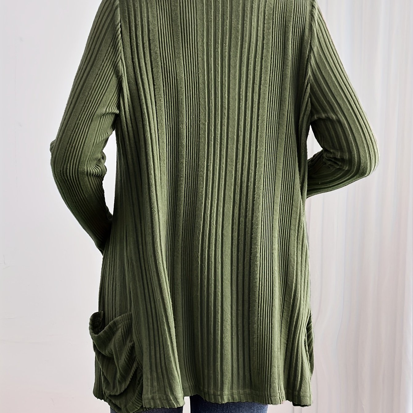 Ribbed Drop Shoulder Cardigan