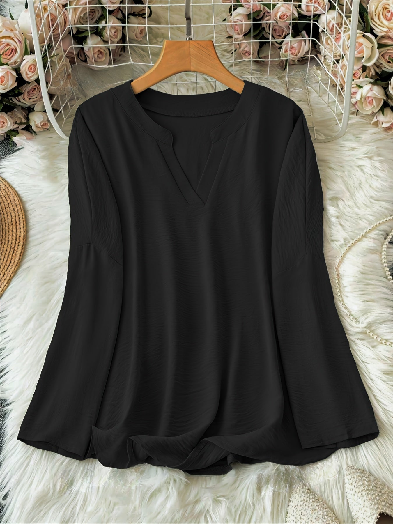 Loose Fit V-Neck Blouse