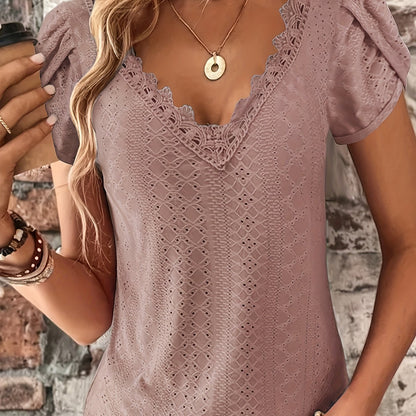 Ruffle Sleeve V-Neck Blouse