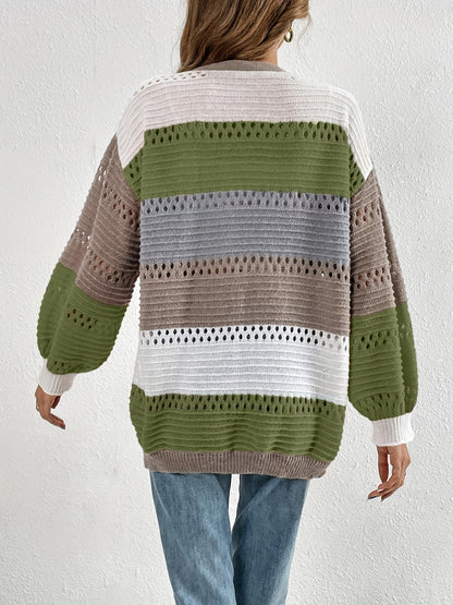 Cut-Out Color Block Cardigan