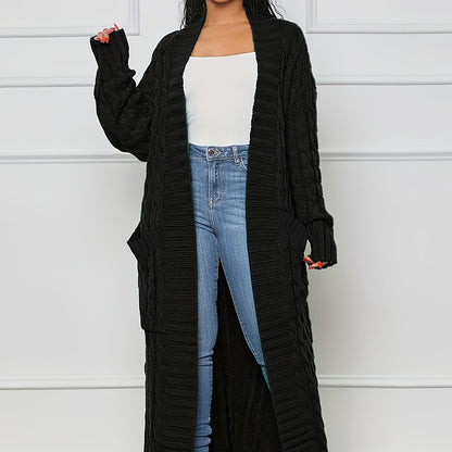 Extra-Long Cable Knit Cardigan