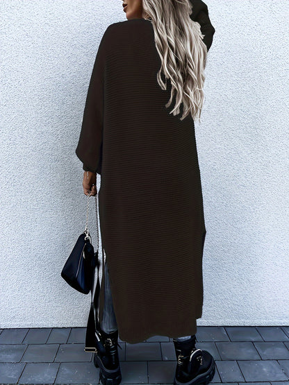 Long V-Neck Open Cardigan