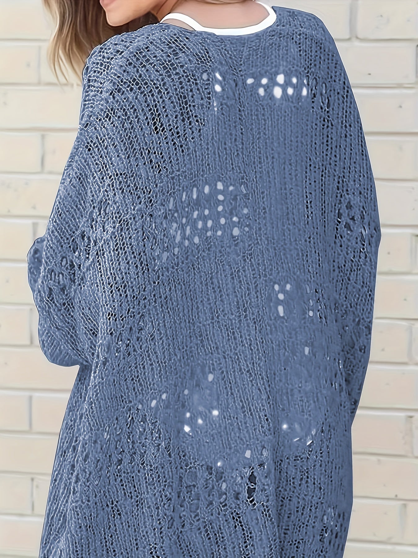 Crochet Open Front Knit Cardigan