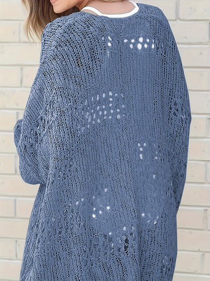 Crochet Open Front Knit Cardigan