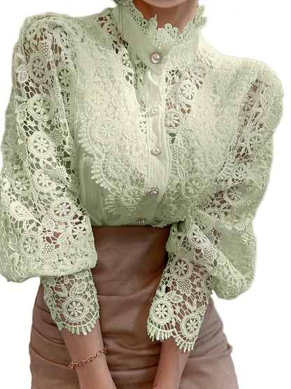 Vintage Lace Pearl Button Blouse