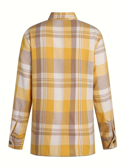 Plaid Button-Up Short Sleeve Shirt