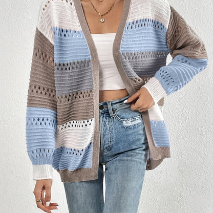 Cut-Out Color Block Cardigan