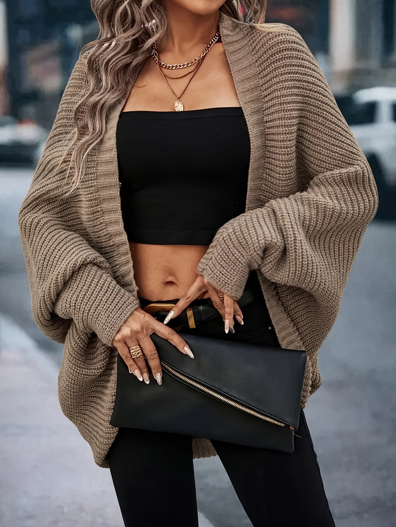 Crochet Batwing Sleeve Cardigan