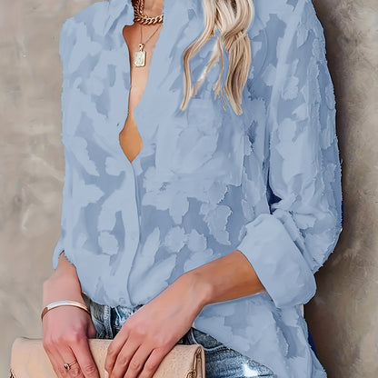 Floral Keyhole Neck Ruffle Sleeve Blouse