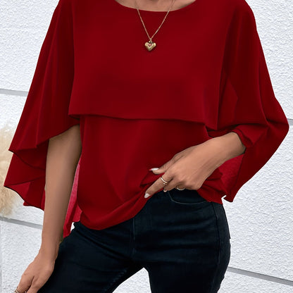Asymmetrical Hem Short Sleeve Blouse