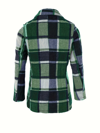 Plaid Lapel Coat