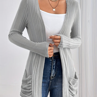 Ribbed Drop Shoulder Cardigan