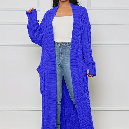 Extra-Long Cable Knit Cardigan