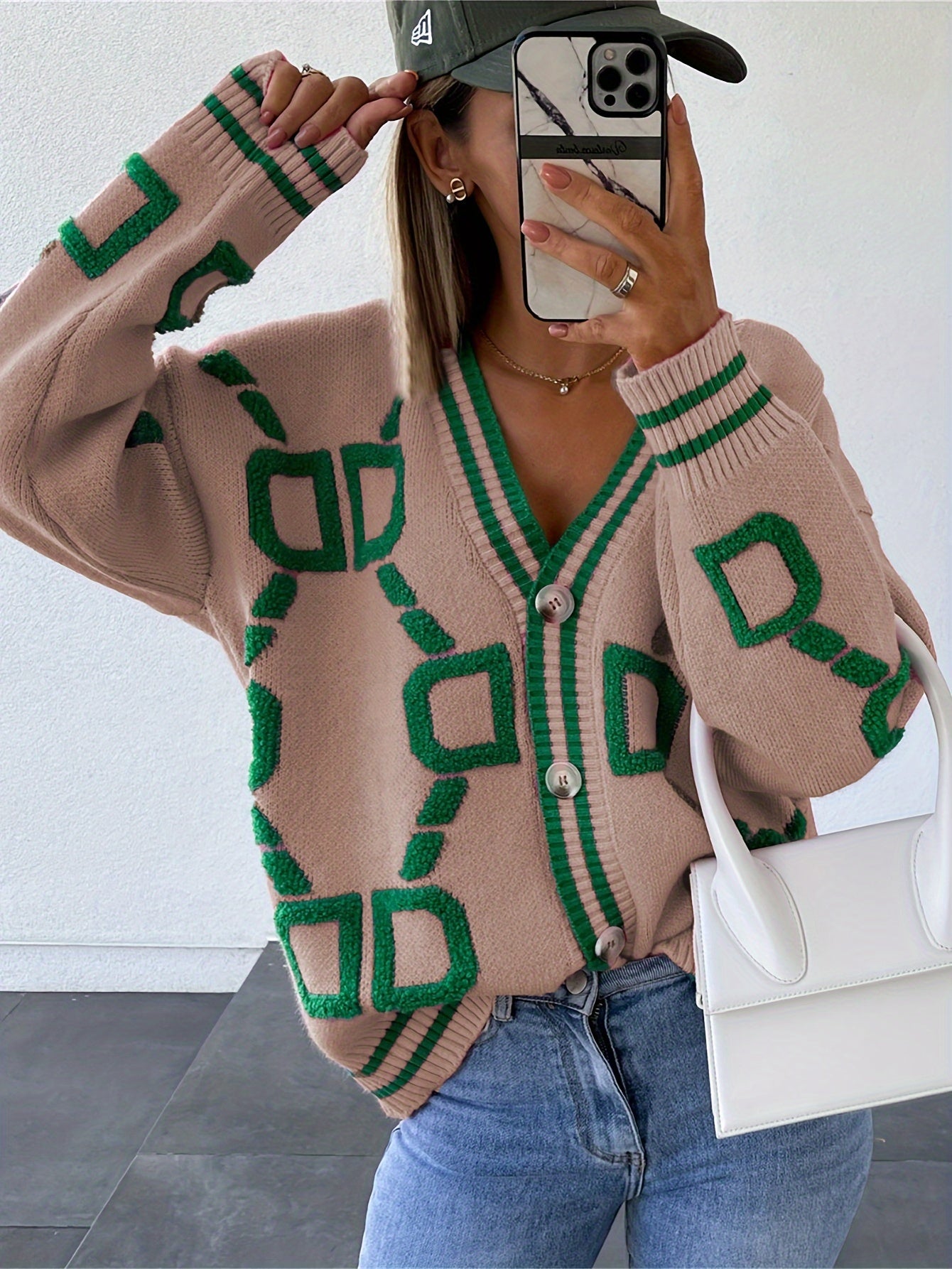 Color Block V-Neck Cardigan