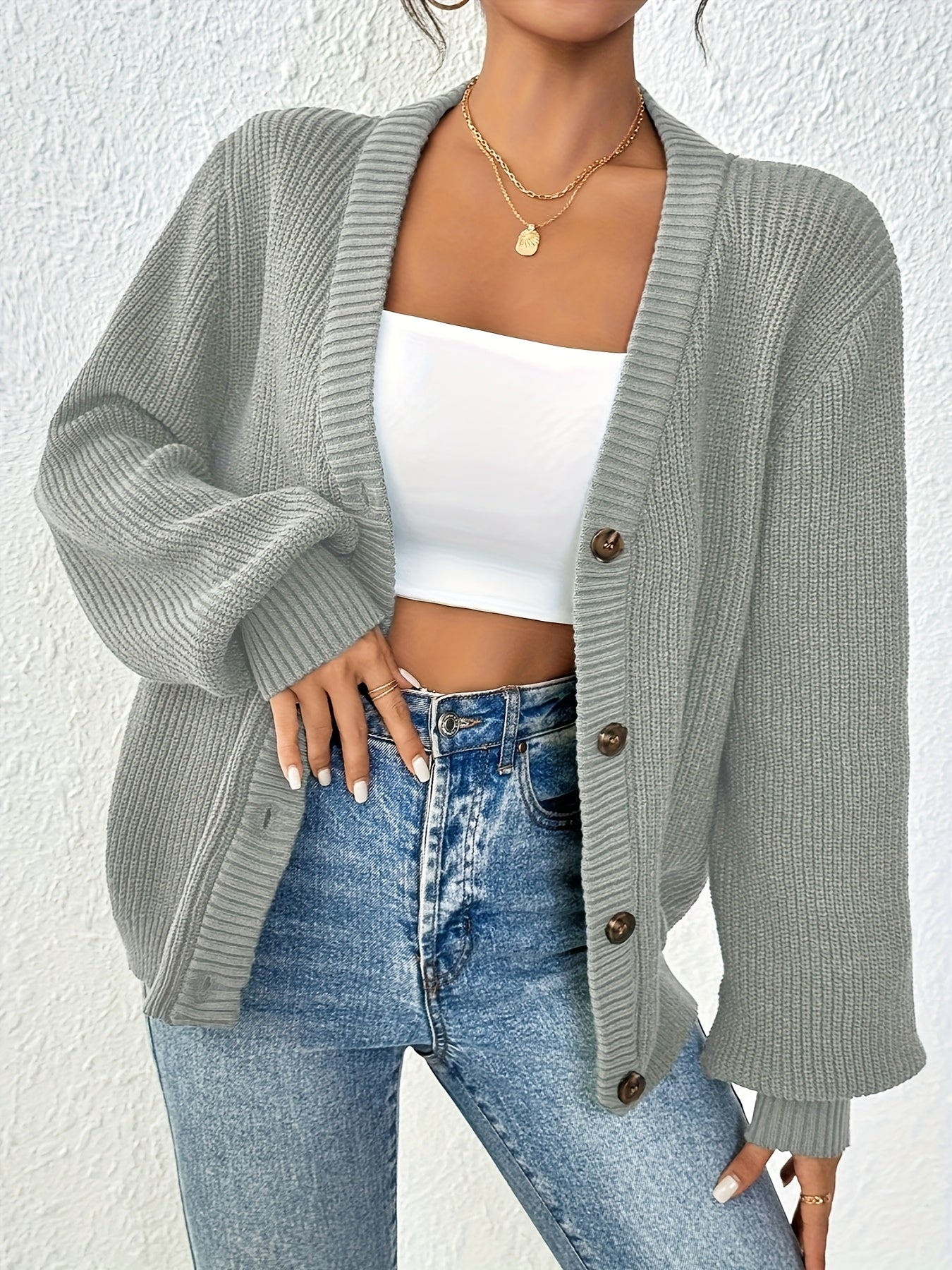 Elegant Knit Cardigan with Button Front