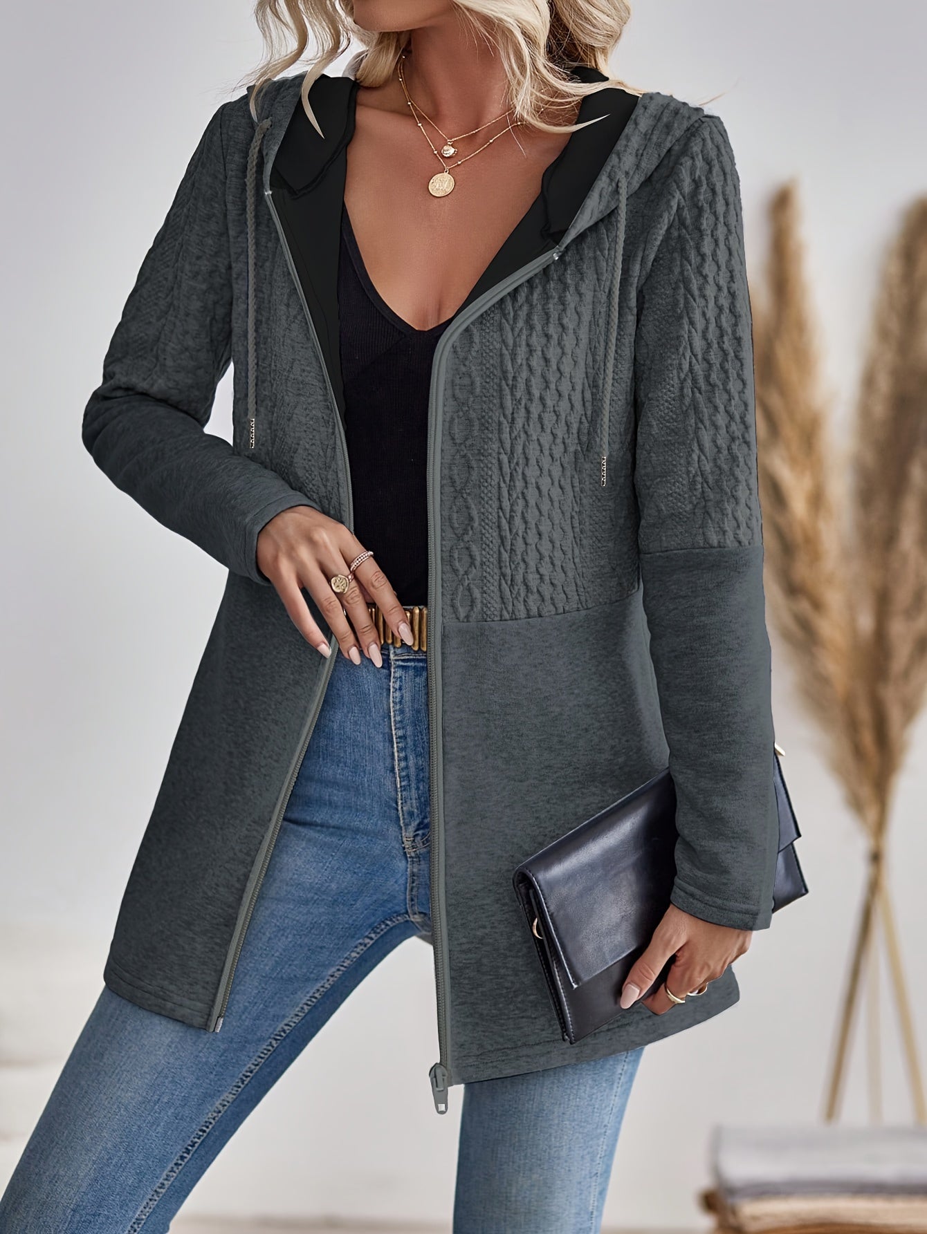 Hooded Zip-Up Cardigan