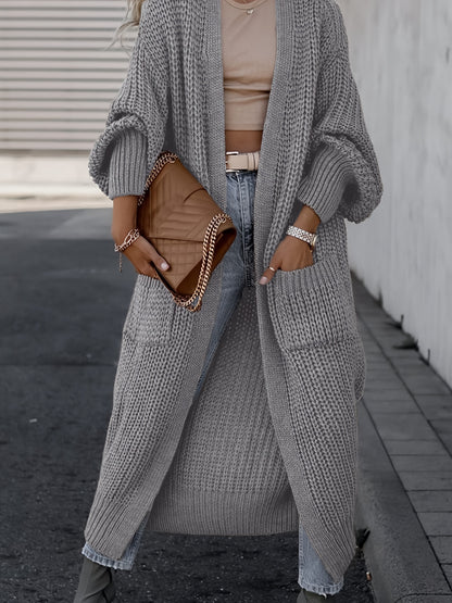 Deep V-Neck Ribbed Cardigan