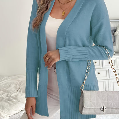 Plus Size Open Front Knit Cardigan