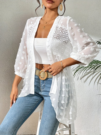 Swiss Dot Lace Open Cardigan