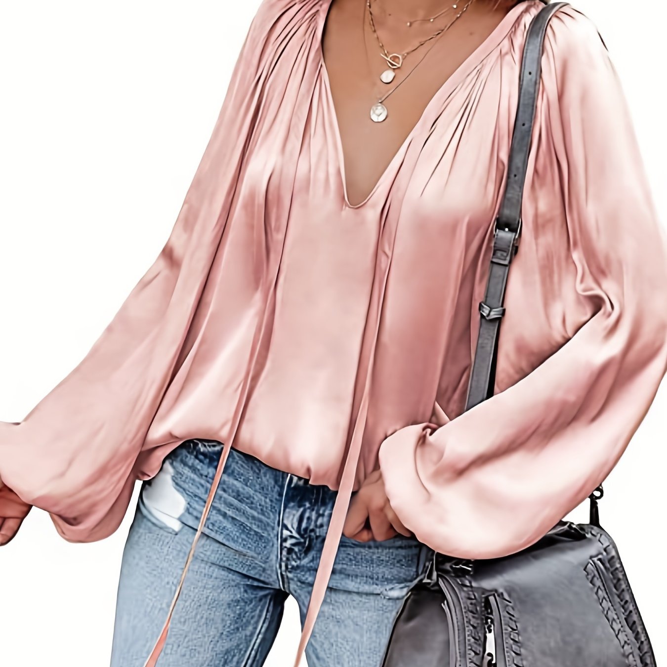 Elegant V-Neck Long Sleeve Blouse