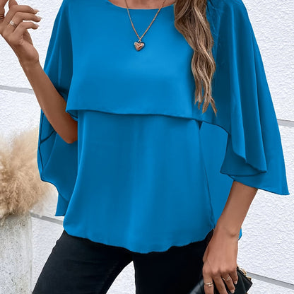 Asymmetrical Hem Short Sleeve Blouse