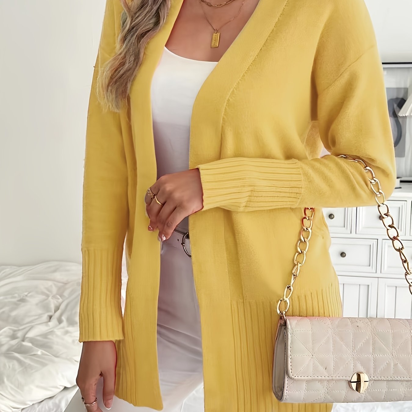 Plus Size Open Front Knit Cardigan