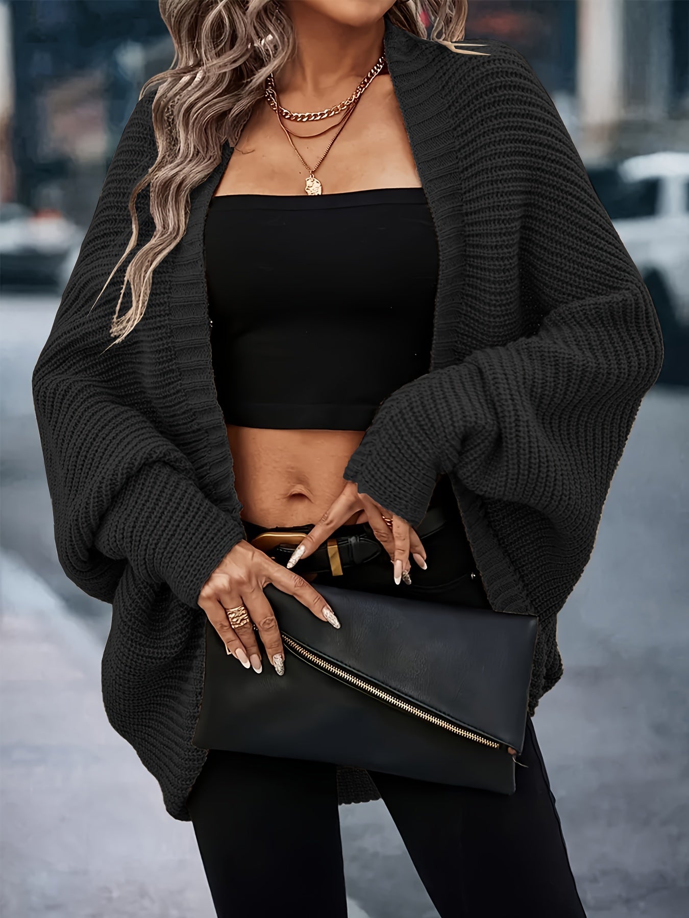 Crochet Batwing Sleeve Cardigan