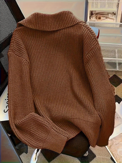 Loose Lapel Knit Sweater Jacket