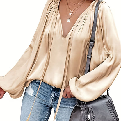 Elegant V-Neck Long Sleeve Blouse