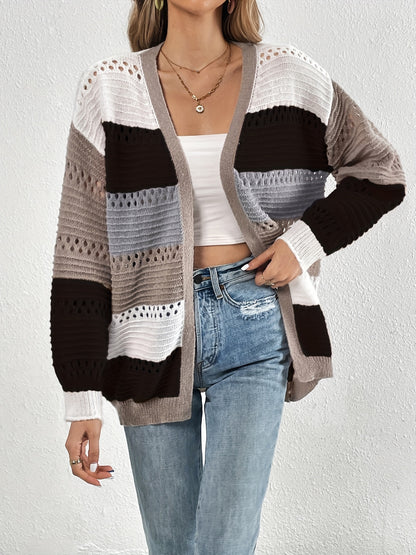 Cut-Out Color Block Cardigan