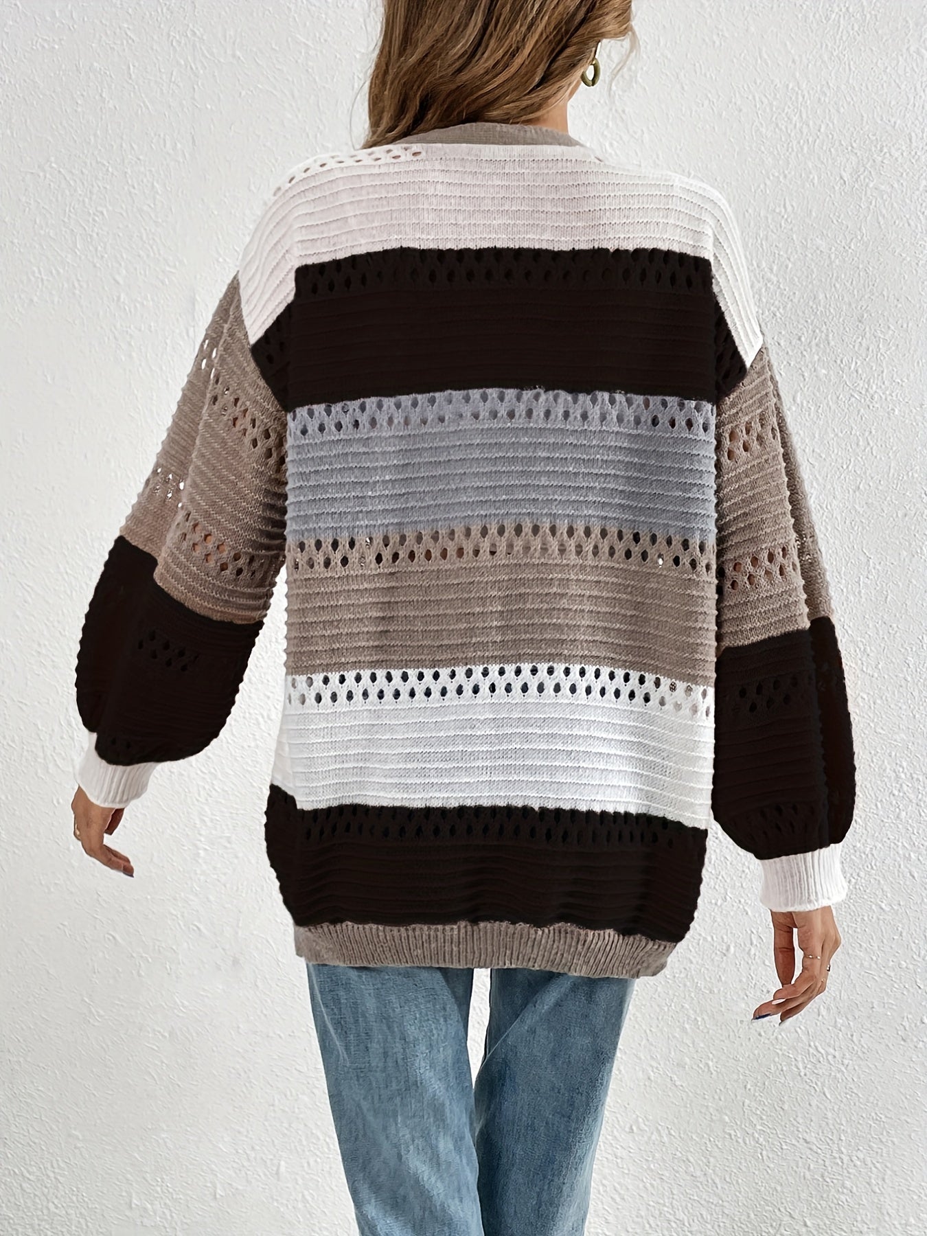 Cut-Out Color Block Cardigan