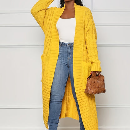 Extra-Long Cable Knit Cardigan