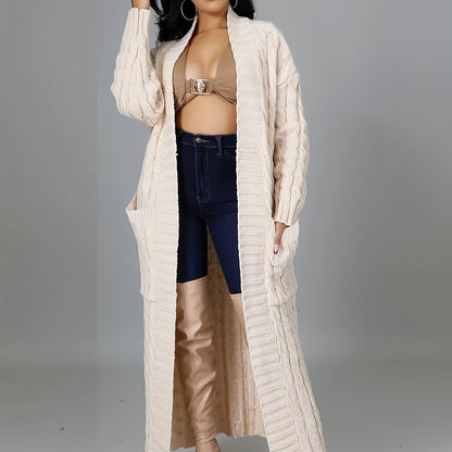 Extra-Long Cable Knit Cardigan