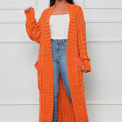 Extra-Long Cable Knit Cardigan