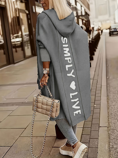 Hooded V-Neck Knit Cardigan